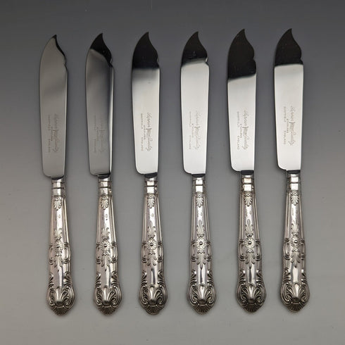1973 British Vintage Sterling Silver Handle Cutlery 6 Pair Set Boxed Harrison Brothers